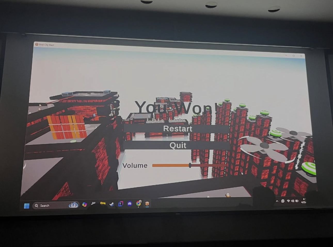Beat City Blast First Showcase Photo (A Game made in the Game Development Club @ UWT)